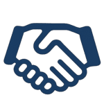 Hands shaking icon representing that we will fight for you