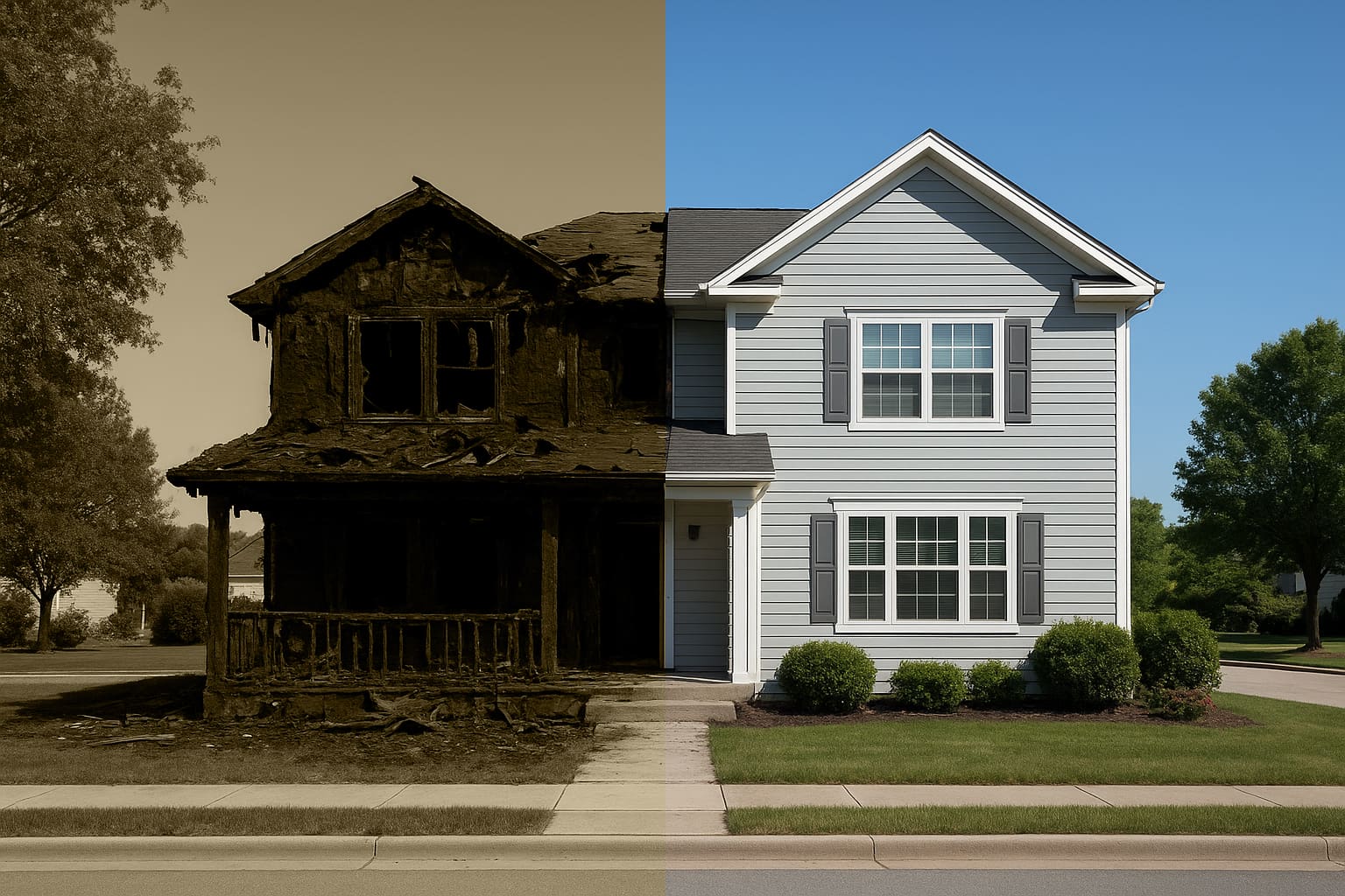 Before and after damage to your property example
